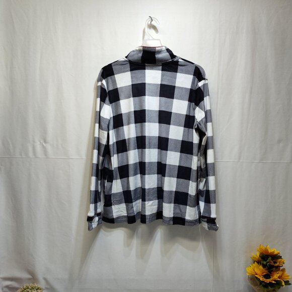 Joyspun Notch Collar Pajama Top Black & White Plaid Women's Large (12-14) NWT - Picture 2 of 9